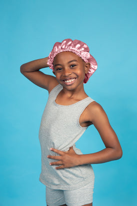 Reversible Pink/Sky Blue Satin Bonnet (Kid Size)