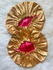 Gold/Pink Satin Bonnet
