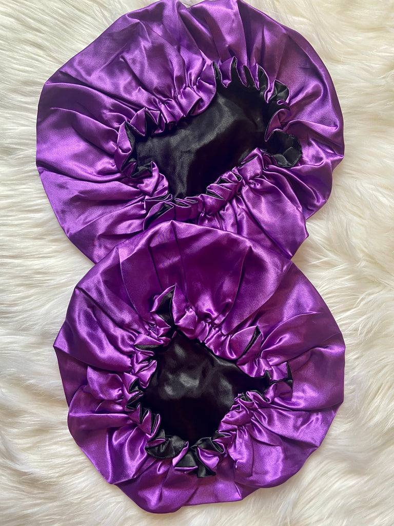 Purple/Black Satin Bonnet
