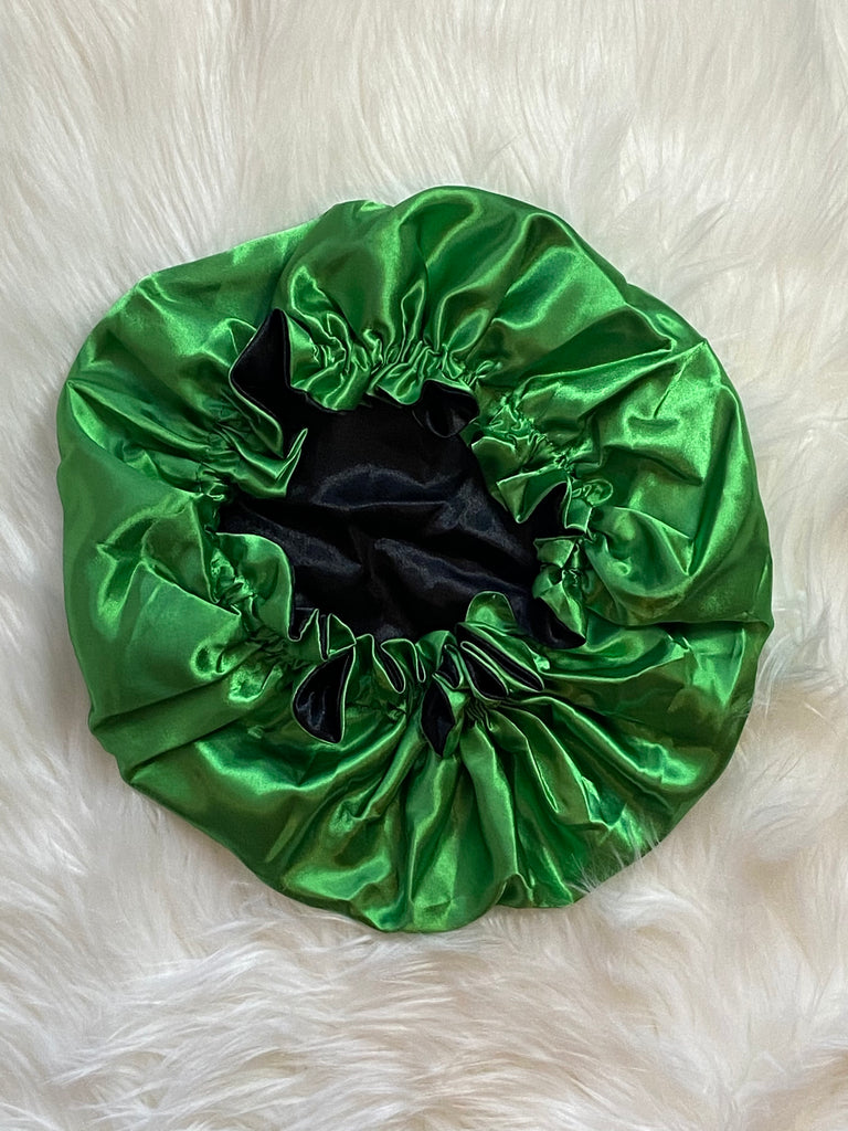 Dark Green/Black Satin Bonnet