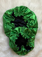 Dark Green/Black Satin Bonnet