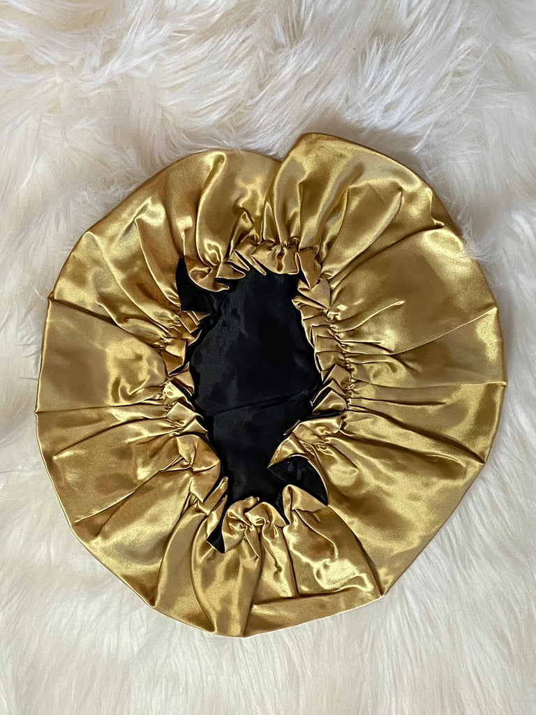 Gold/Black Satin Bonnet