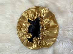 Gold/Black Satin Bonnet
