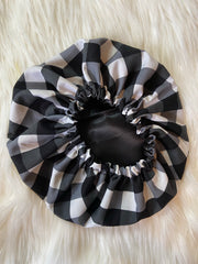 Black/White Plaid Bonnet