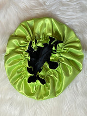 Lime Green/Black Satin Bonnet