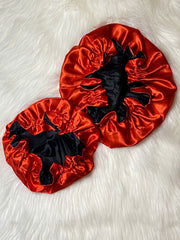 Red/Black Satin Bonnet