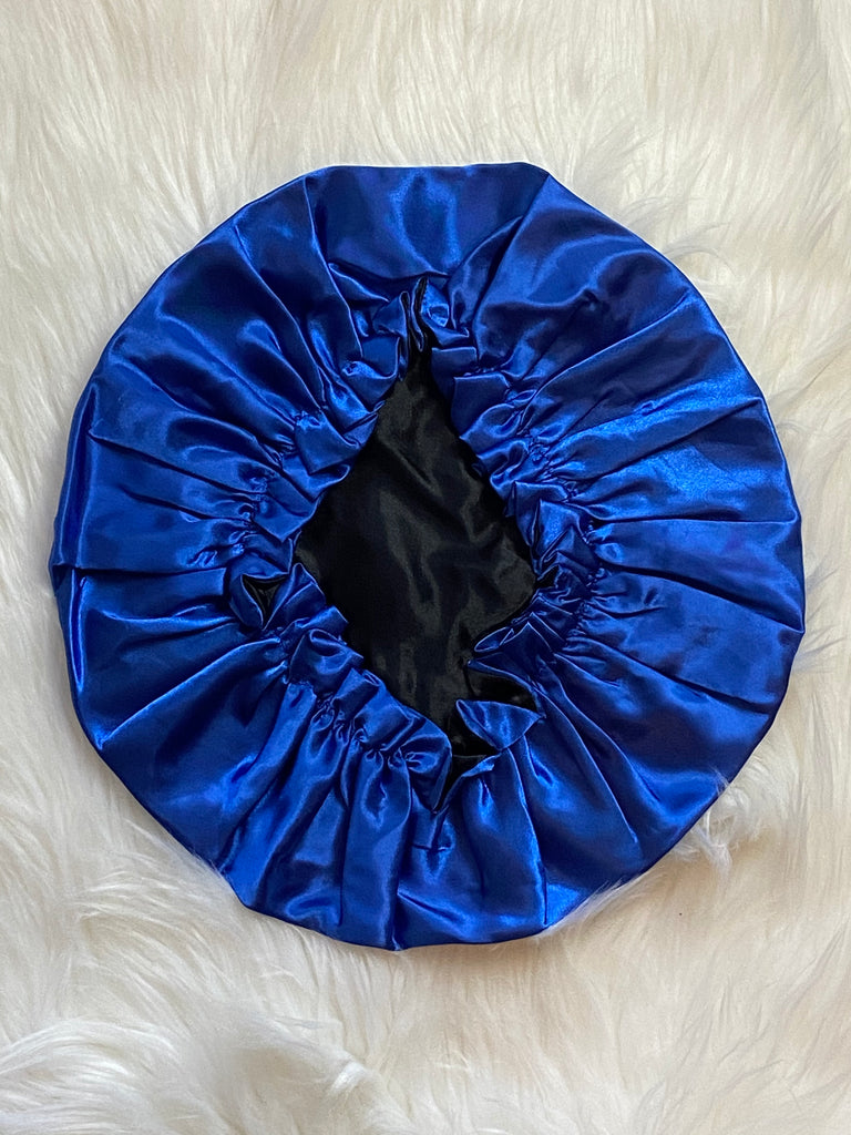 Royal Blue/Black Satin Bonnet