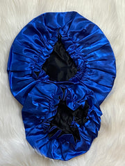 Royal Blue/Black Satin Bonnet